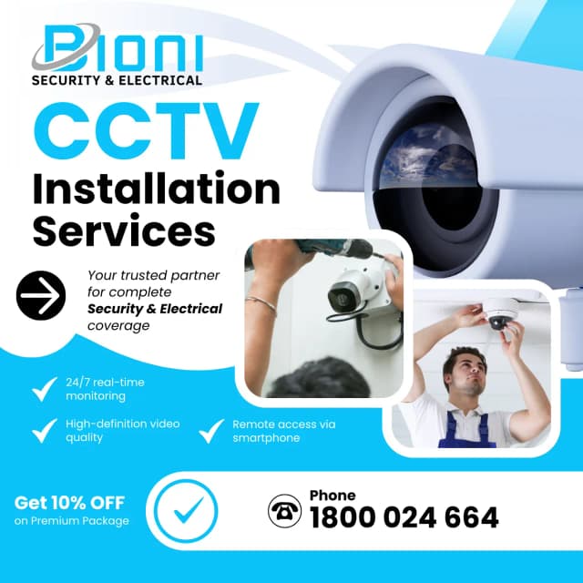 CCTV camera installed by Bioni Security & Electrical, with remote phone viewing